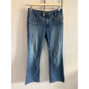 Angels Forever Young Women 10P Medium Wash Bootcut Stretch Jeans Y2K Pocket